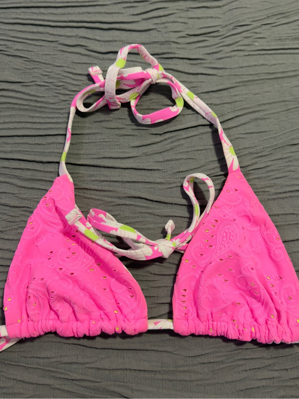Hurley Pink Floral Triangle Bikini Top - Picture 2 of 3